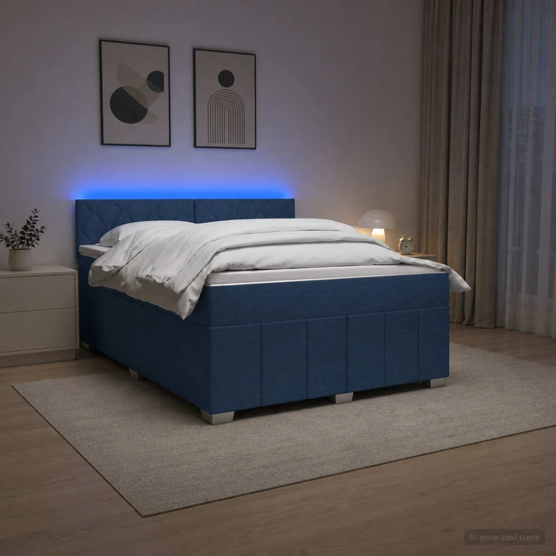 Boxspringbed blauw 140x200 cm stof