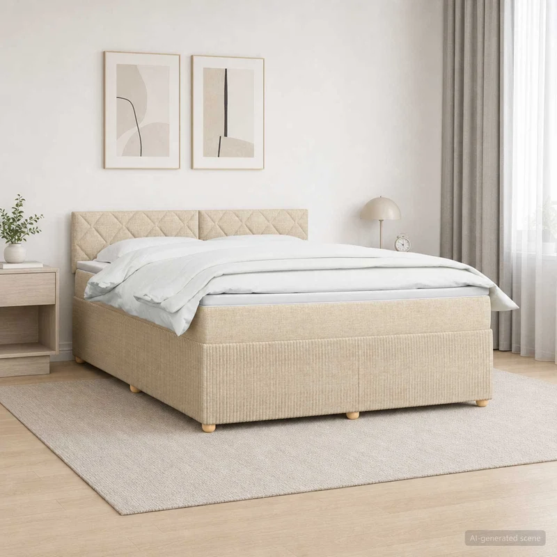 Boxspringbed met matras 140x190 cm crème