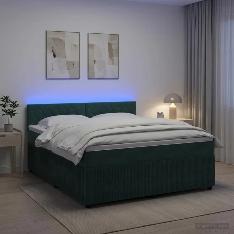 Boxspringbed met matras 160x200 cm donkergroen fluweel