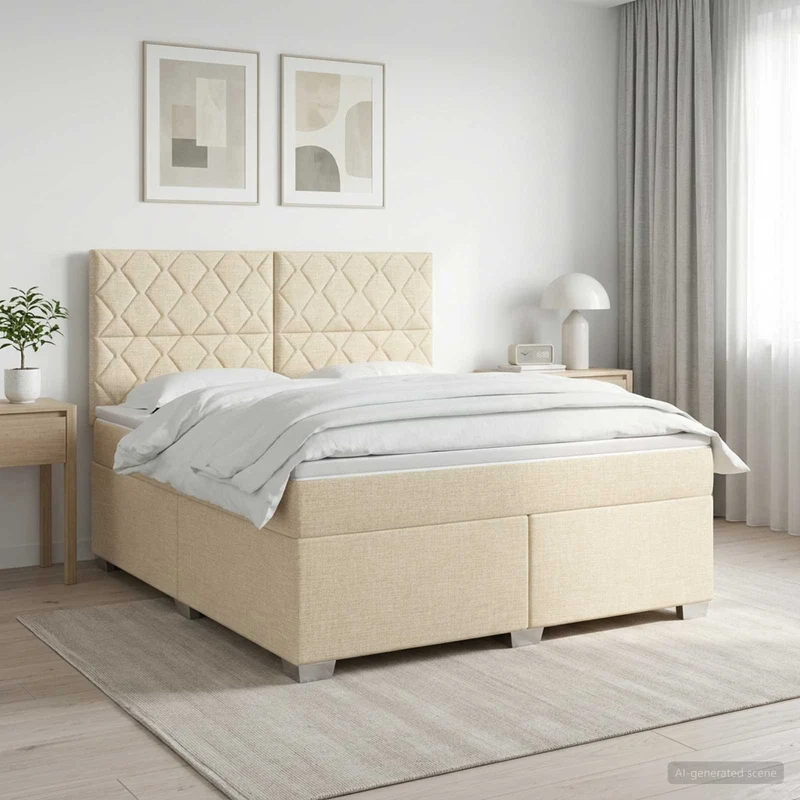 Boxspringbed met matras crème 140x190 cm