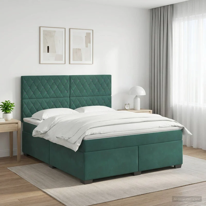 Boxspringbed met matras 160x200 cm donkergroen fluweel