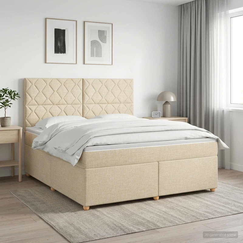 Boxspringbed met matras 140x190 cm crèmekleurig
