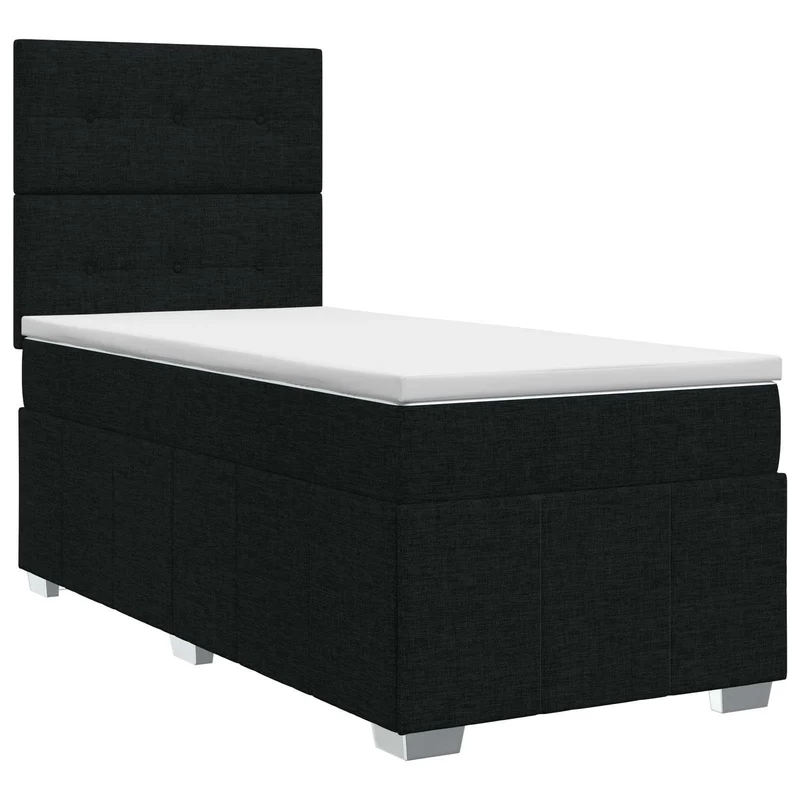 Boxspringbed 80x200 cm zwart stof met matras en hoofdeinde