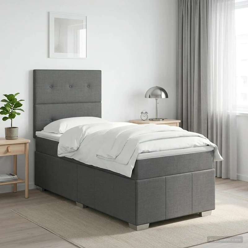 Boxspringbed 100x200 cm donkergrijs met matras