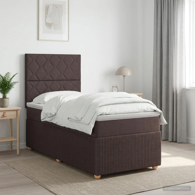 Boxspringbed donkerbruin 80x200 cm stof