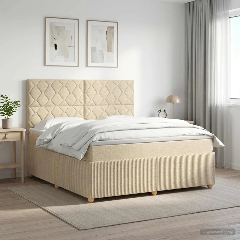 Boxspringbed met matras 140x200 cm crèmekleurig
