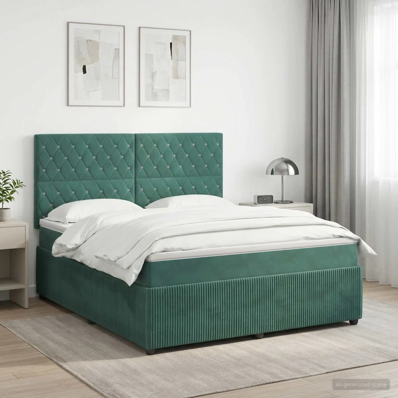 Boxspringbed met matras 160x200 cm donkergroen fluweel