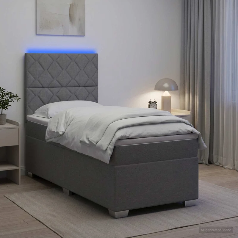 Boxspringbed 90x200 cm lichtgrijs
