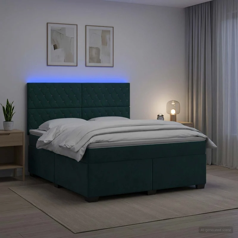 Boxspringbed met matras 160x200 cm donkergroen fluweel