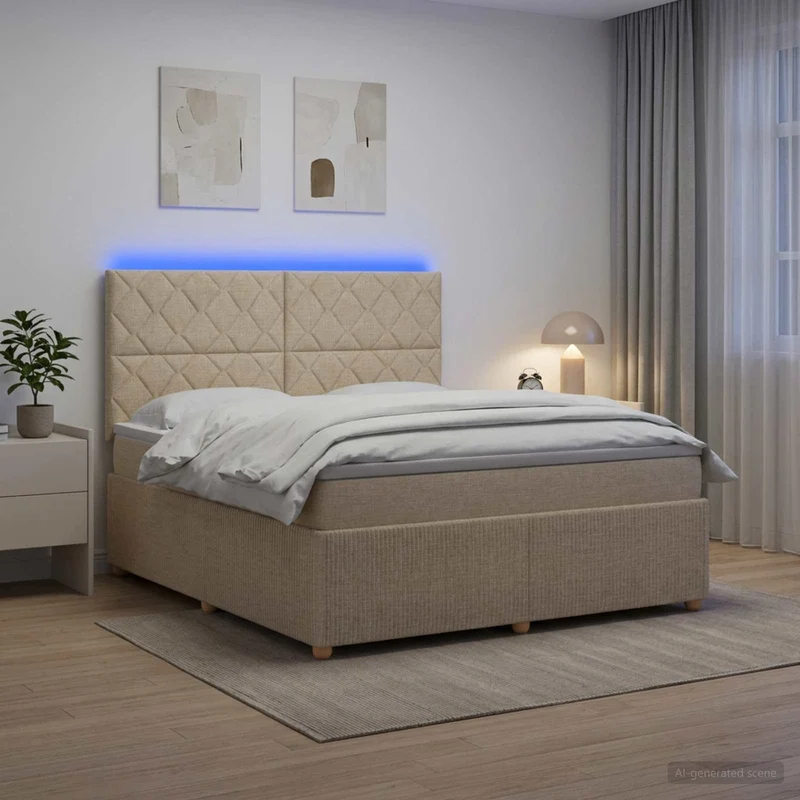 Boxspring bed 140x190 cm crèmekleurig