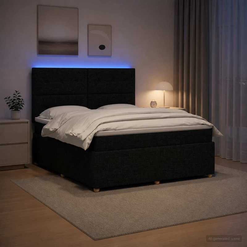 Boxspring bed met matras zwart 160x200 cm