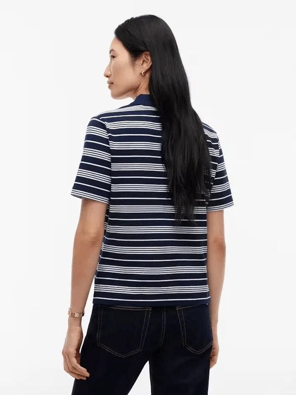 Tommy Hilfiger Womens 1985 Collection Striped Polo Dark Blue/Ecru / XS