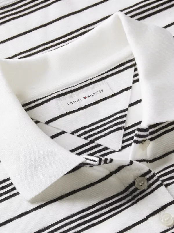Tommy Hilfiger Womens 1985 Collection Striped Polo Ecru/Black / XS
