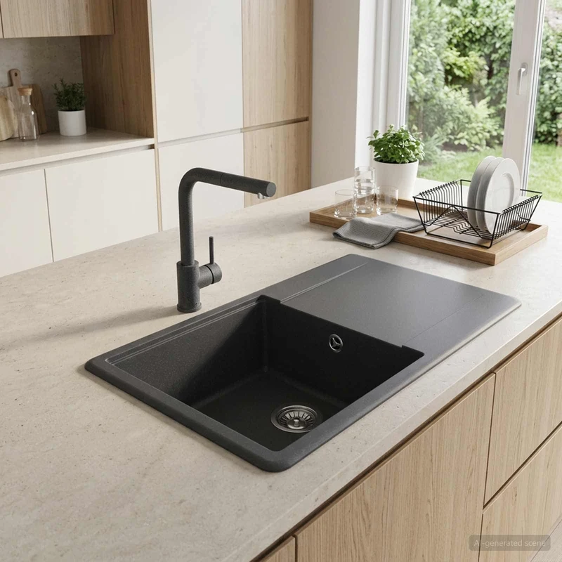 Yksialtainen tiskiallas Graniitti 67 x 46 x 19 cm Grafiitti