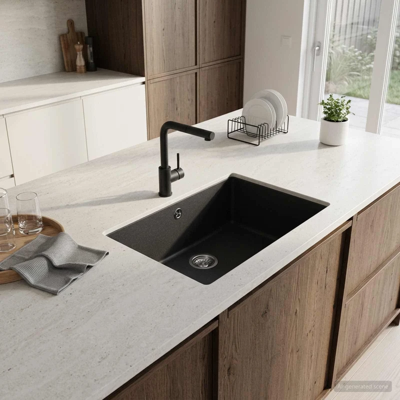 Yksialtainen tiskiallas Graniitti 53 x 46 x 20 cm Grafiitti