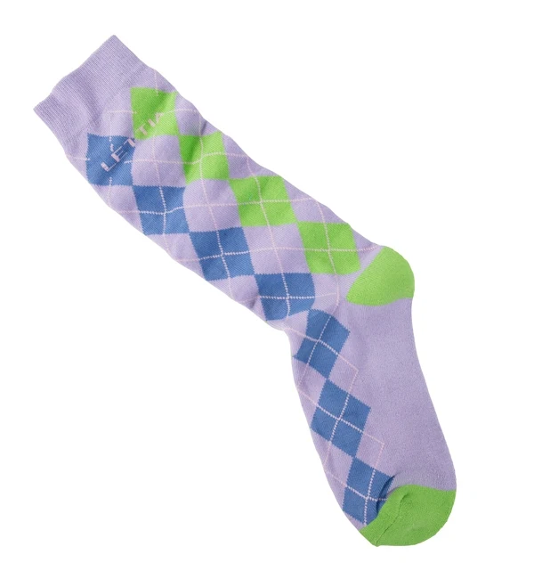 Lettia Kids Argyle Bamboo Boot Socks Purple Green