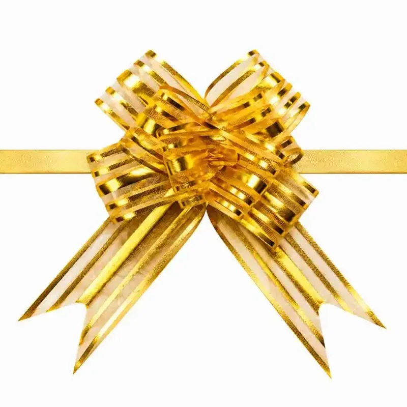 Laço Facíl Mágico de Organza 3X47CM para Presente com 10 Peças 073 - Dourado