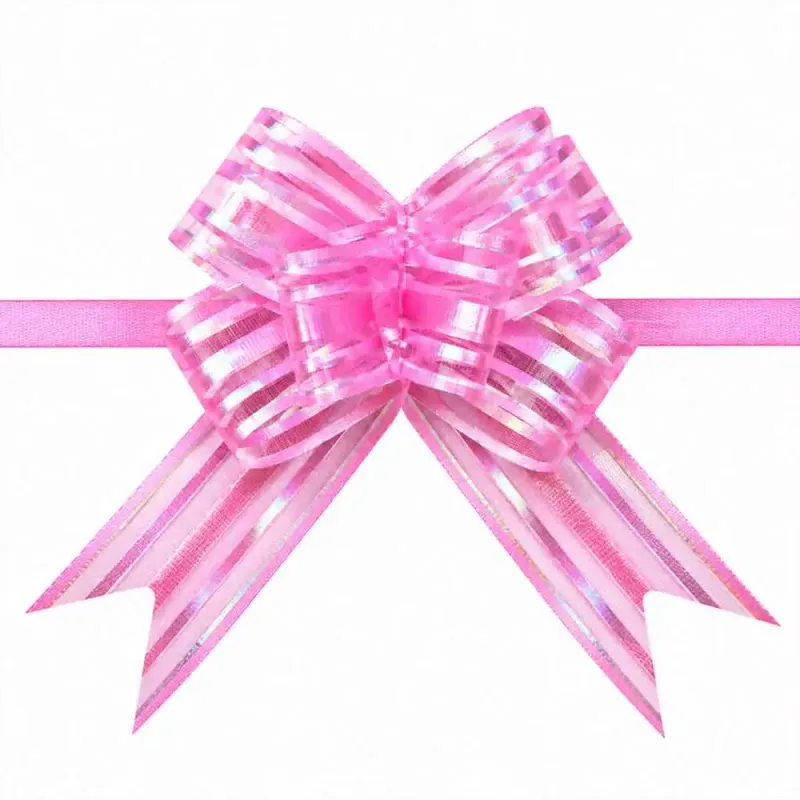 Laço Facíl Mágico de Organza 3X47CM para Presente com 10 Peças 170 - Rosa
