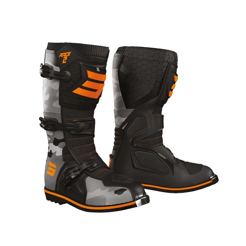 SHOT RACE 2 BOTAS DE MOTO CAMUFLAGEM NEON LARANJA 49