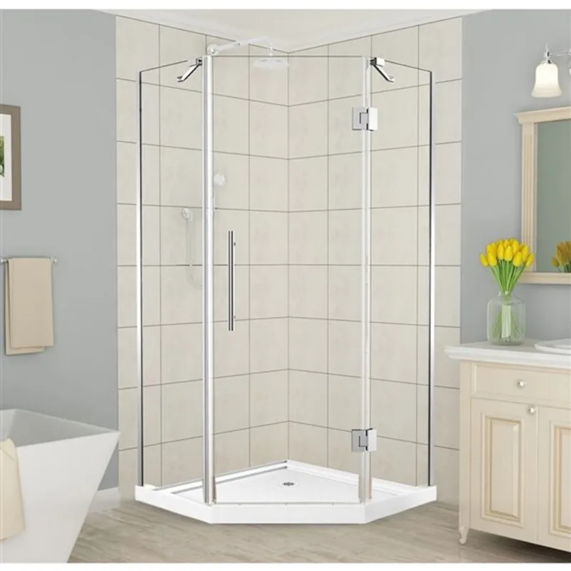 Turin Tampa Corner Shower Enclosure Set - 40-in x 40-in - Chrome