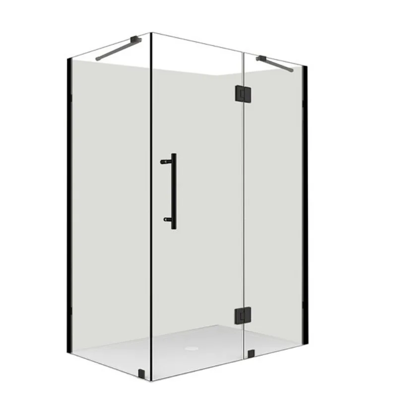 Turin Catane Hinged Corner Shower Door - 42-in x 30-in - Black