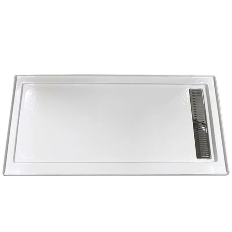 Turin Horizon 72-in x 40-in Right Drain White Acrylic Shower Base