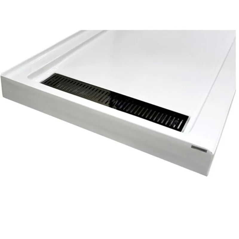 Turin Vertiges 36-in x 72-in White Acrylic Shower Base with Left Black Drain