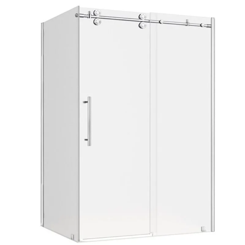 Turin Vertiges 60 x 40 x 75-in Semi-Frameless Sliding Corner Shower Door with Clear Glass - Chrome