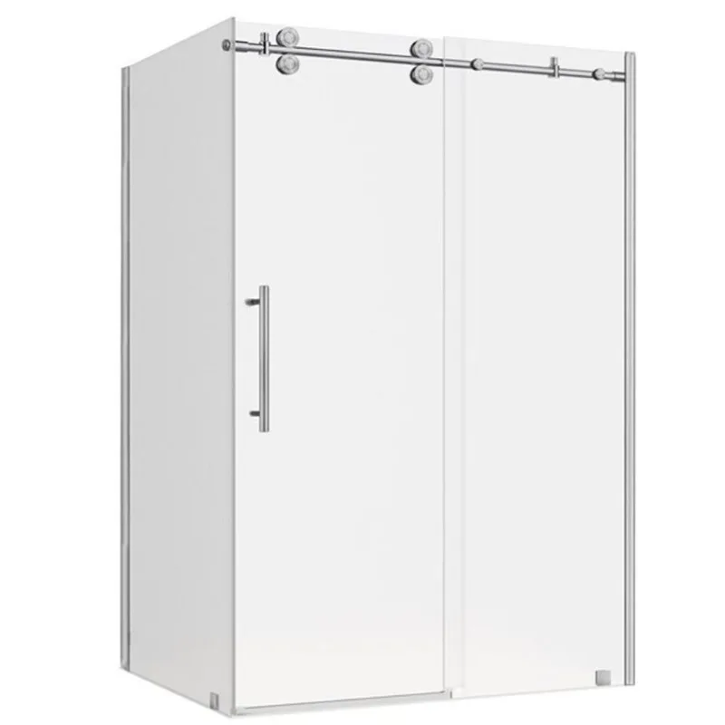 Turin Vertiges 60 x 40 x 75-in Semi-Frameless Sliding Corner Shower Door with Clear Glass - Nickel