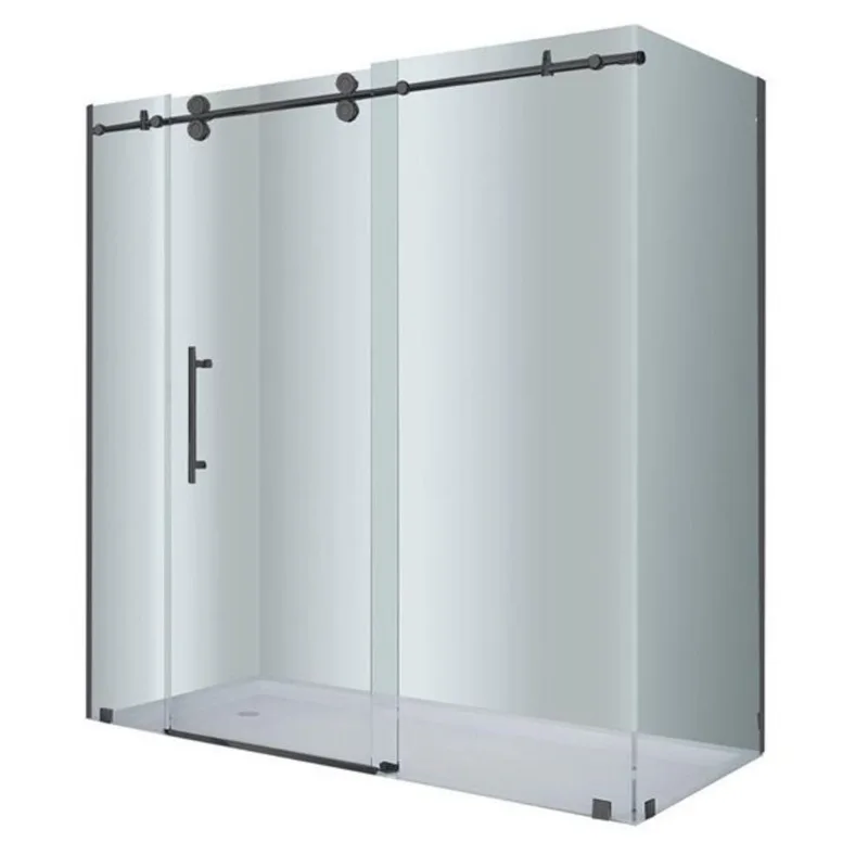 Turin Vertiges 72 x 40 x 75-in Semi-Frameless Sliding Corner Shower Door with Clear Glass - Black