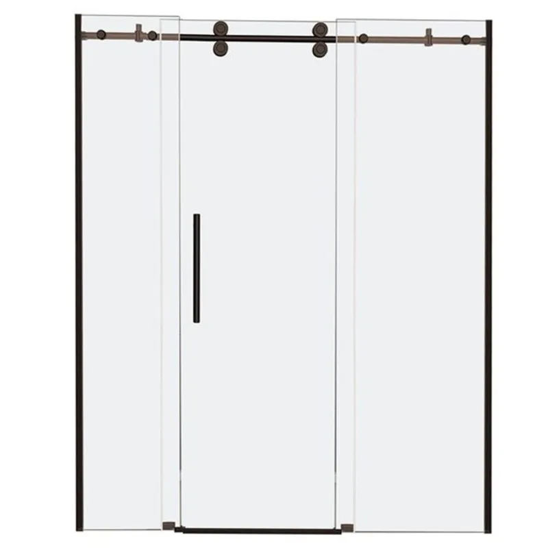 Turin Horizon 72 x 75-in Semi-Frameless Sliding Alcove Shower Door with Clear Glass - Bronze