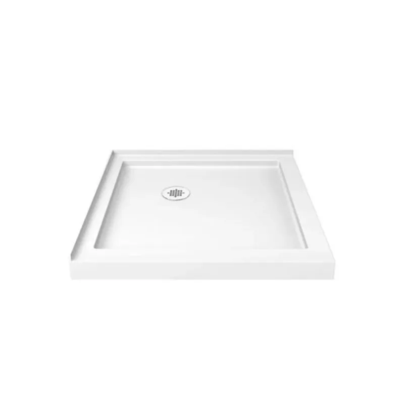Turin LowStep 42 x 42 x 2.5-in Acrylic Corner Slip-Resistant Shower Base w/ Corner Drain - White