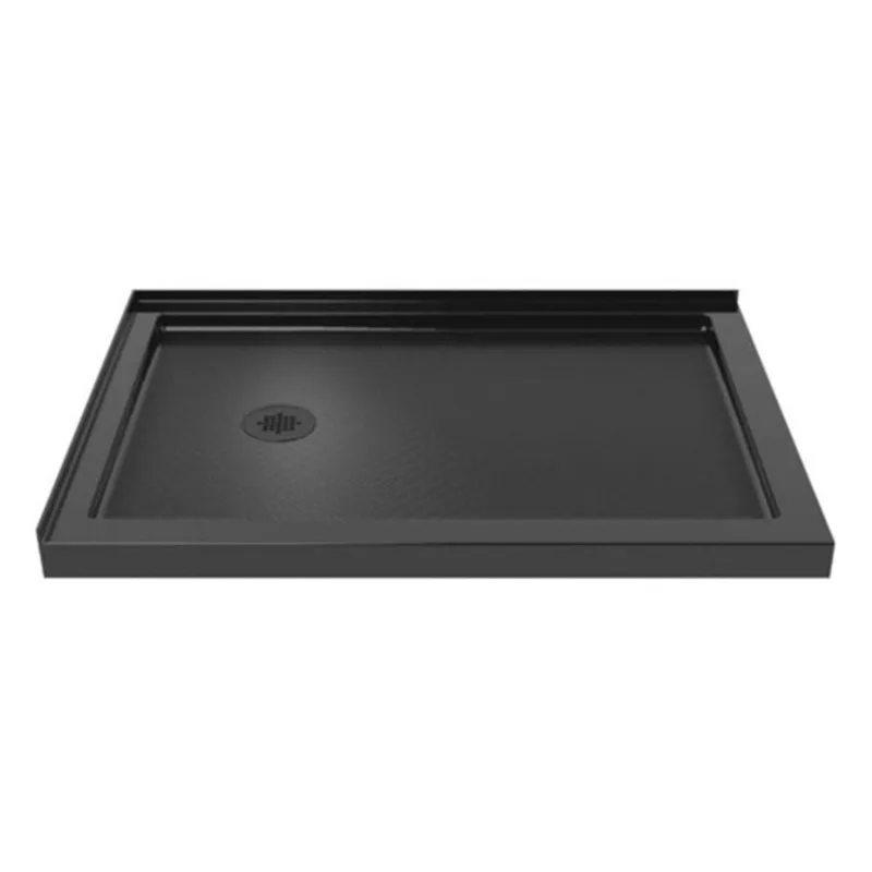 Turin LowStep 60 x 32 x 2.5-in Acrylic Corner Slip-Resistant Shower Base w/ Left Drain - Black