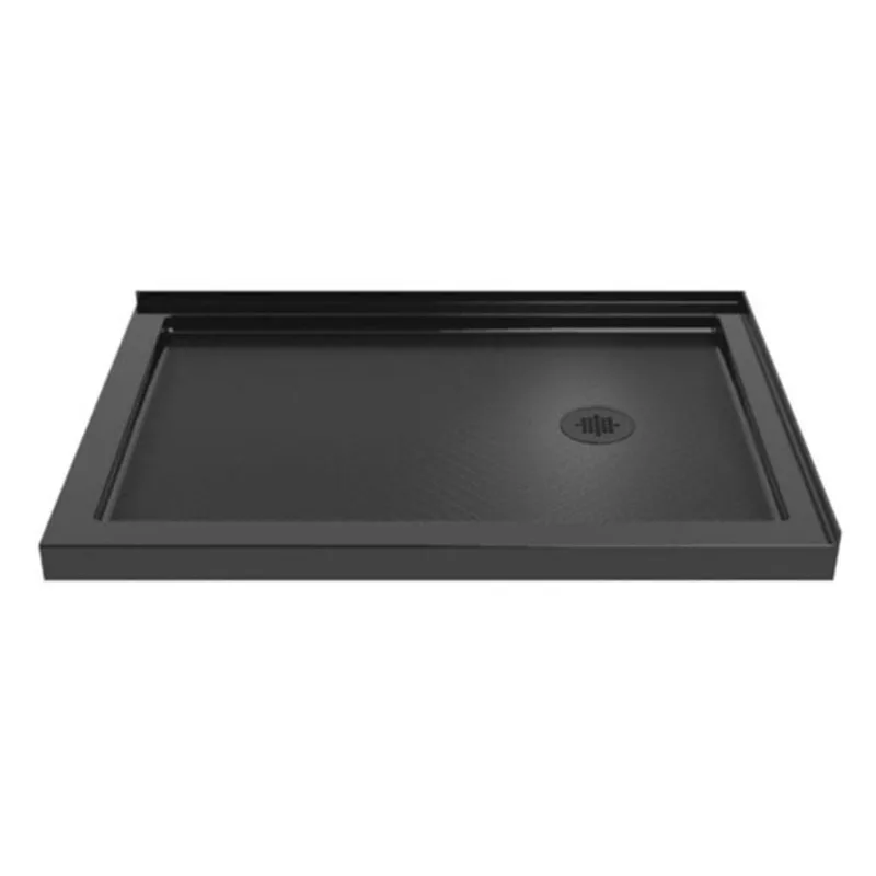 Turin LowStep 60 x 36 x 2.5-in Acrylic Corner Slip-Resistant Shower Base w/ Right Drain - Black