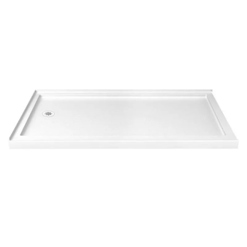 Turin LowStep 60 x 44 x 2.5-in Acrylic Corner Slip-Resistant Shower Base w/ Left Drain - White