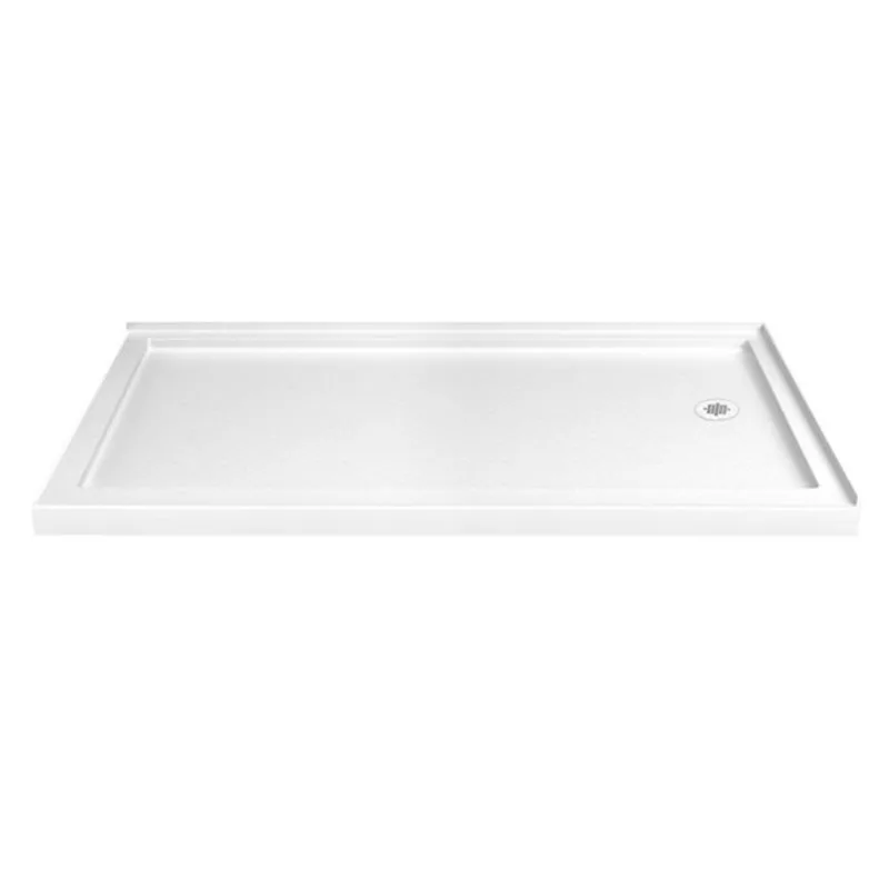 Turin LowStep 60 x 44 x 2.5-in Acrylic Corner Slip-Resistant Shower Base w/ Right Drain - White