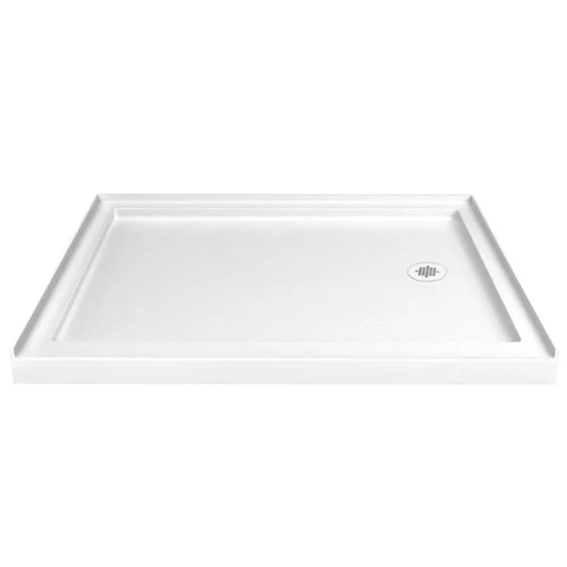 Turin LowStep 48x32x2.5-in Slip-Resistant Acrylic Alcove Shower Base w/ Right Drain - White
