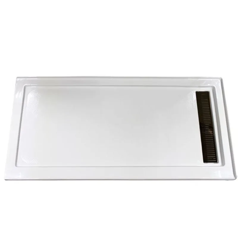 Turin Vertiges Corner Fit Rectangular 72 x 40 x 3.5 -in White Acrylic Shower Base with Right Drain in Oil Rubbed Bronze