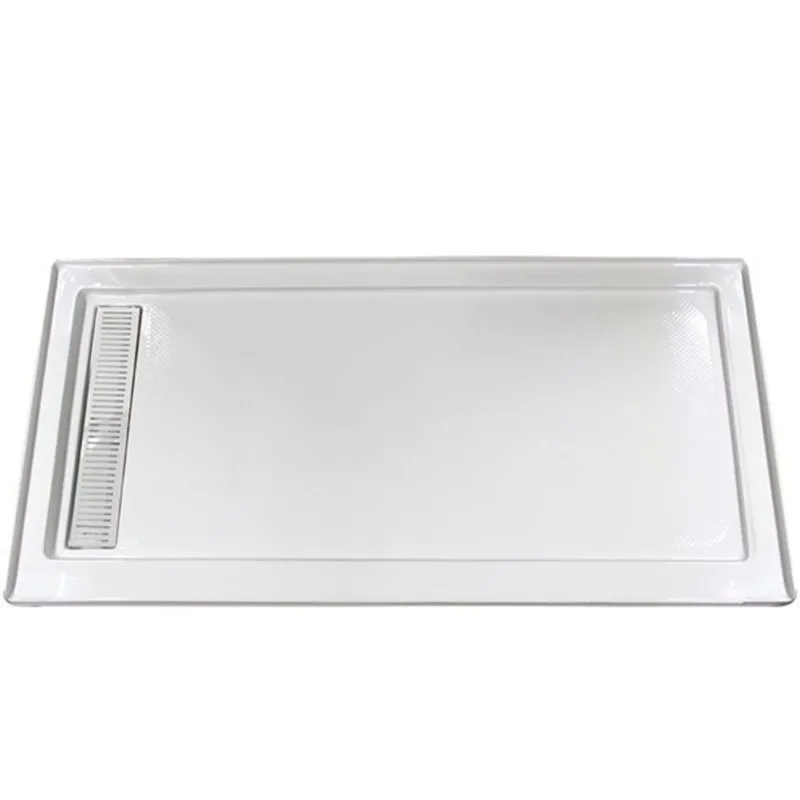 Turin Horizon Standard Fit Rectangular 72 x 35 x 3.5 -in White Acrylic Shower Base with Left Drain in White