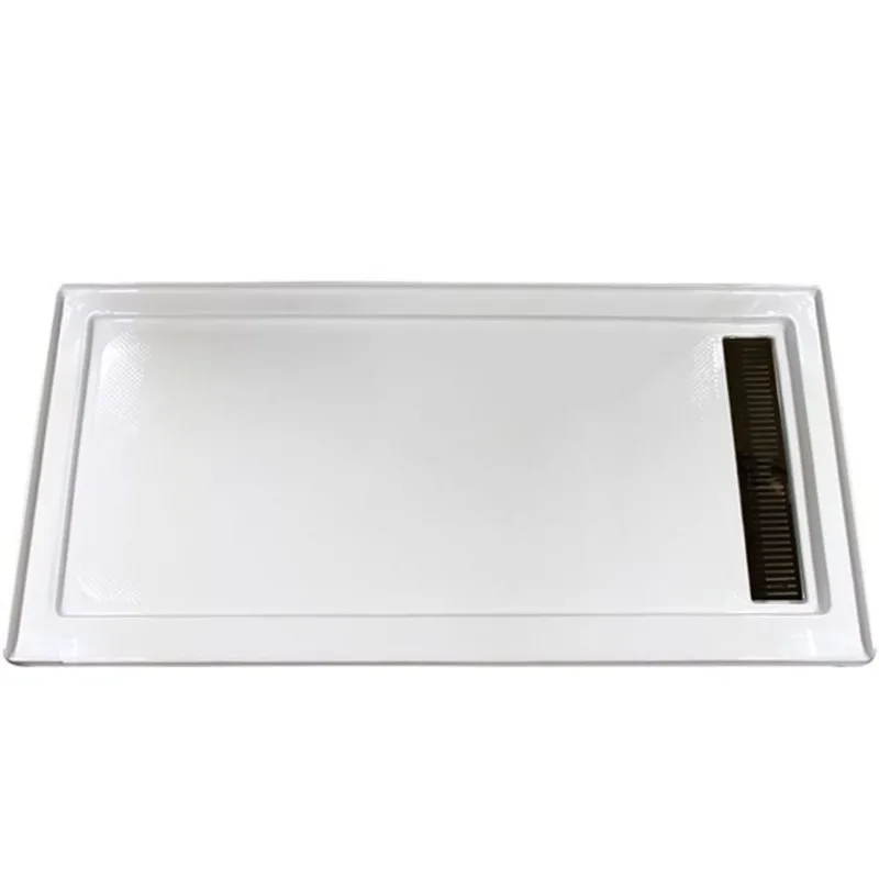 Turin Horizon Standard Fit Rectangular 72 x 40 x 3.5 -in White Acrylic Shower Base with Right Drain in Oil Rubbed Bronze