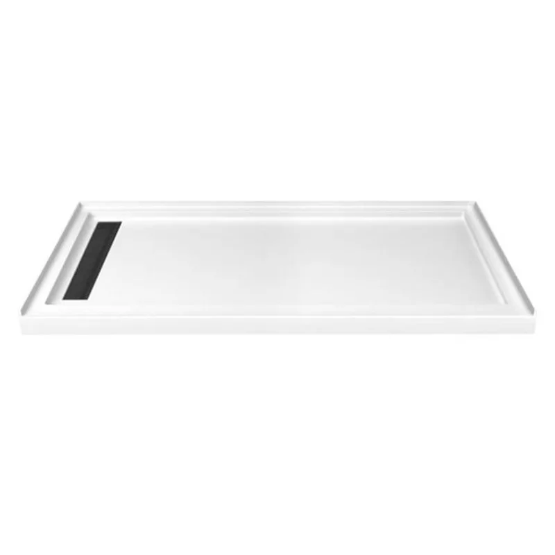 Turin LinearLux 72 x 40 x 3.5-in White Acrylic Alcove Shower Base Left Drain - Oil Rubbed Bronze Cover