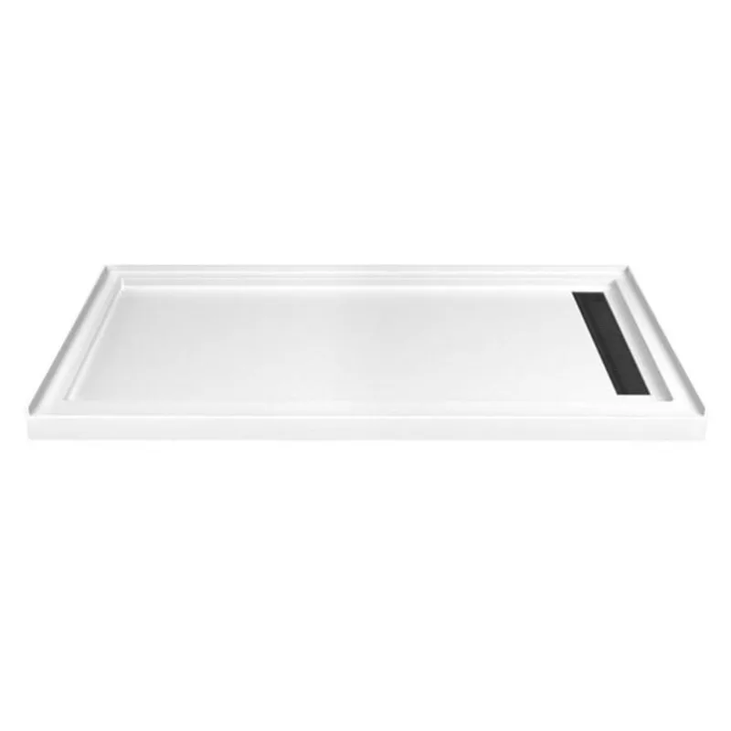 Turin LinearLux 72 x 40 x 3.5-in White Acrylic Alcove Shower Base Right Drain - Oil Rubbed Bronze Cover