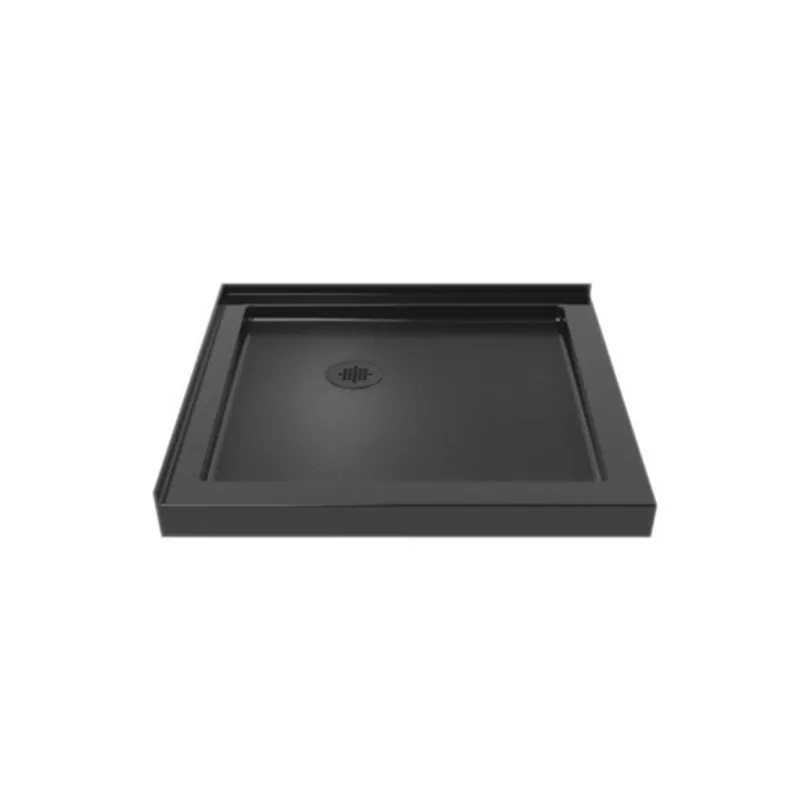 Turin LowStep 36 x 36 x 2.5-in Acrylic Corner Slip-Resistant Shower Base w/ Corner Drain - Black
