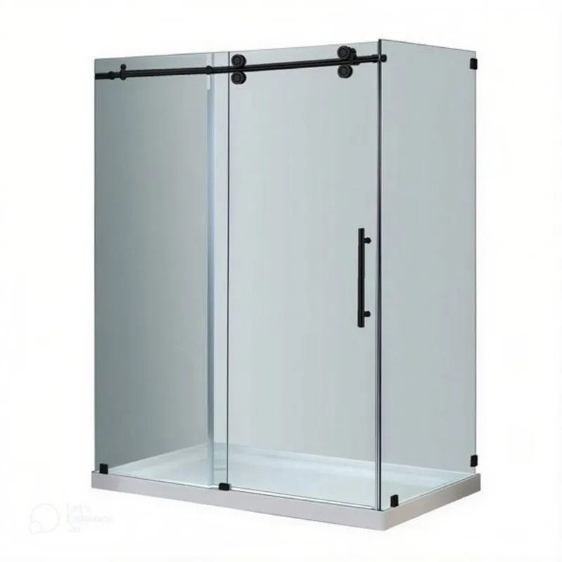 Turin Vertiges Shower Kit 2-in-1 Corner Fit Left-Hand Drain with White Base 48 x 32 x 75-in – Black
