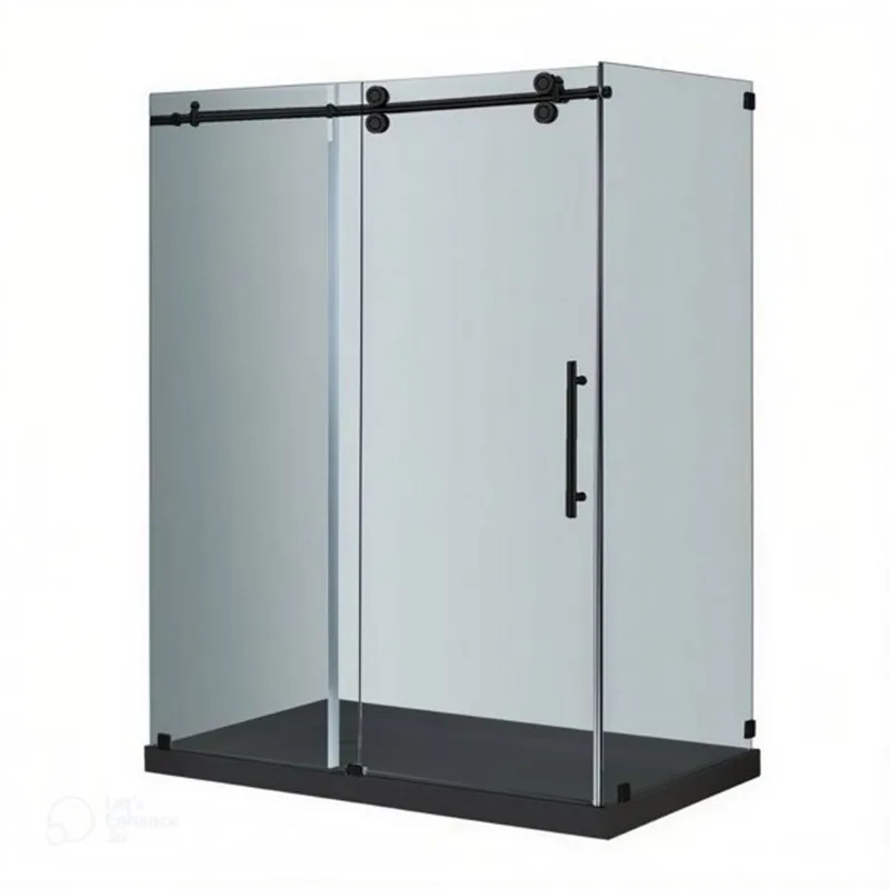 Turin Vertiges Shower Kit 2-in-1 Corner Fit Left-Hand Drain with Black Base 48 x 32 x 75-in – Black