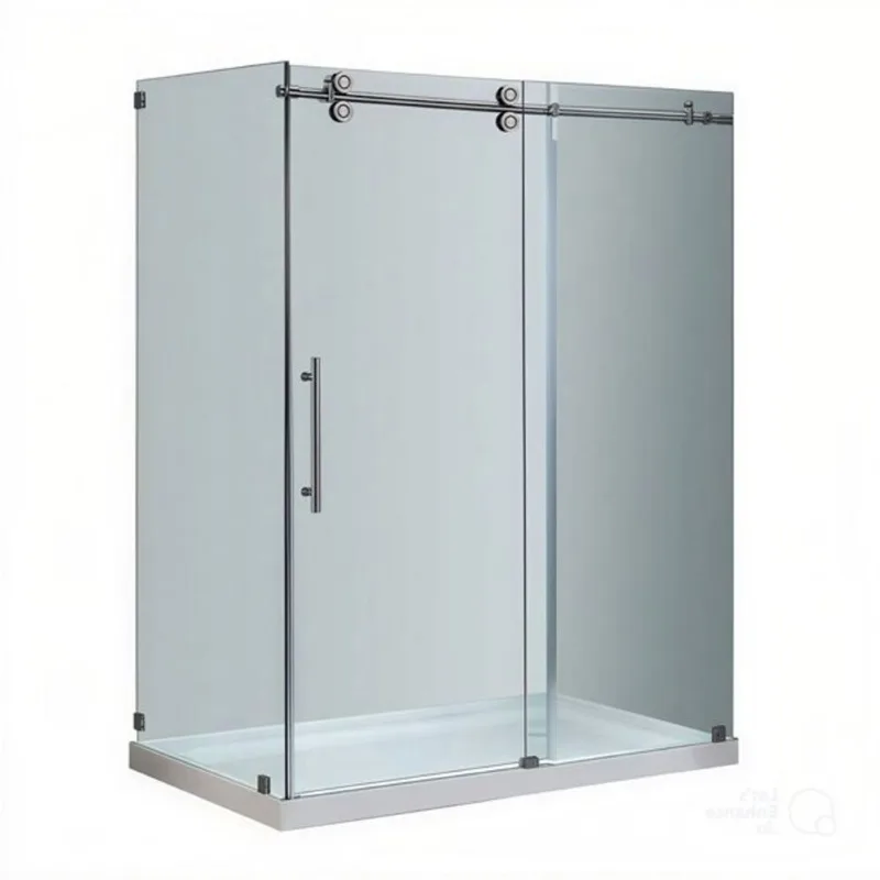 Turin Vertiges Shower Kit 2-in-1 Corner Fit Right-Hand Drain with White Base 48 x 32 x 75-in – Nickel