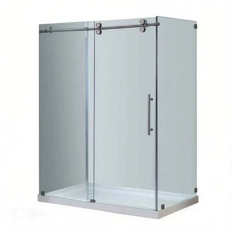 Turin Vertiges Shower Kit 2-in-1 Corner Fit Left-Hand Drain with White Base 48 x 36 x 75-in – Nickel