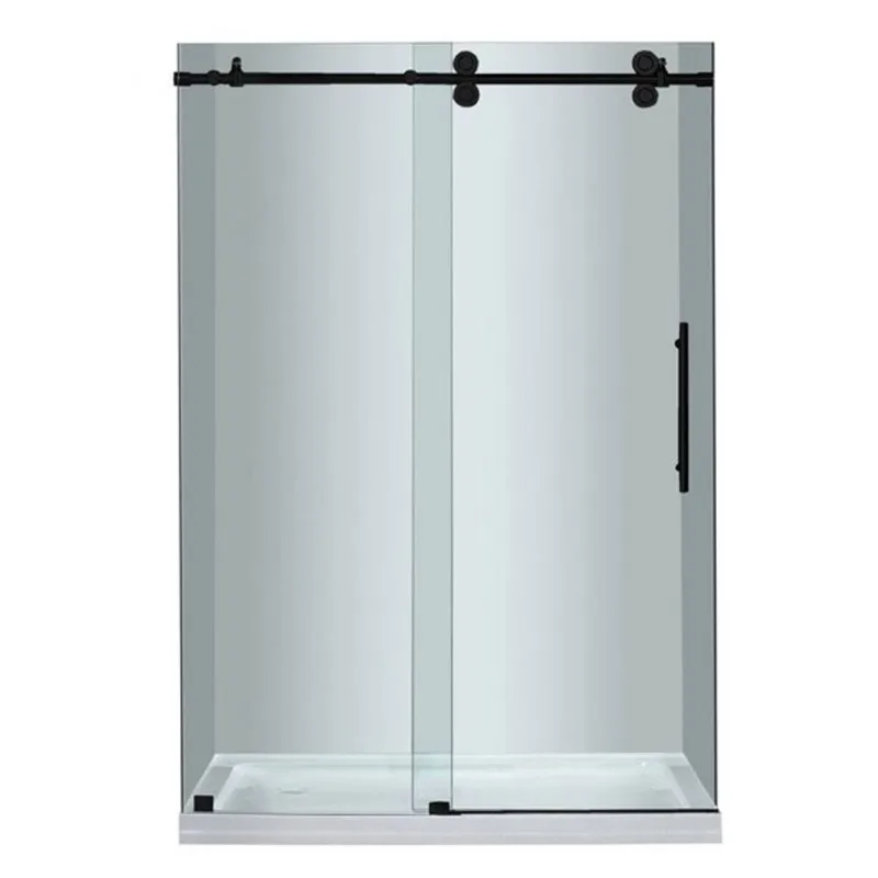 Turin Horizon Shower Kit 2-in-1 Alcove Fit Left-Hand Drain with White Base 48 x 36 x 75-in – Black