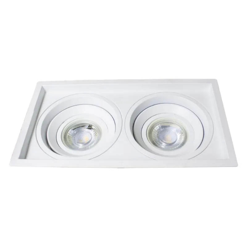 Spot Embutir Duplo Recuado + 2 Led Mr16 5w branco quente sistema click St441