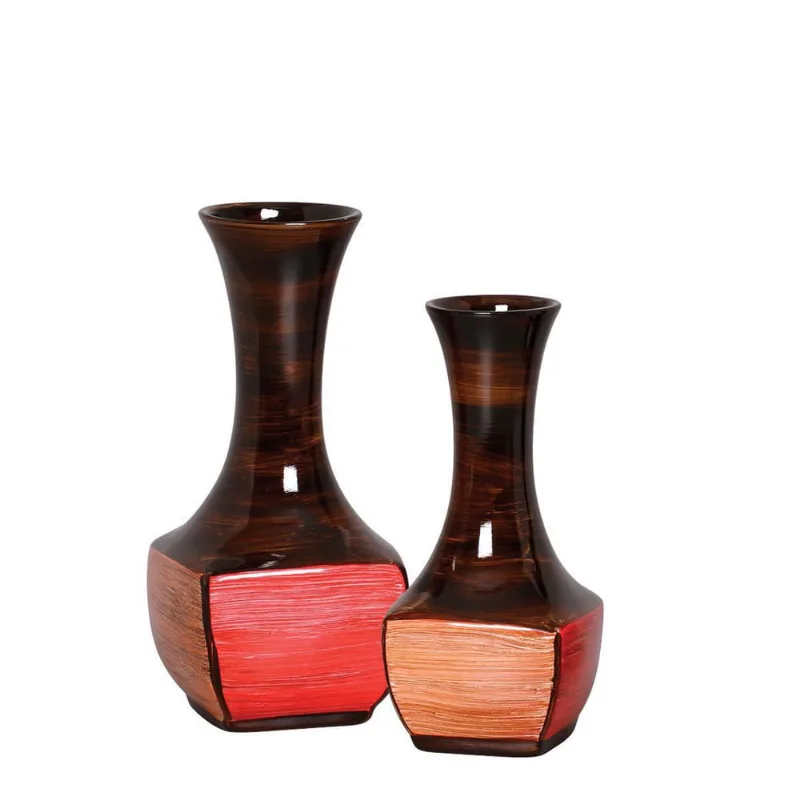 Dupla De Vasos Decorativos Cor Betume Linha Olinda